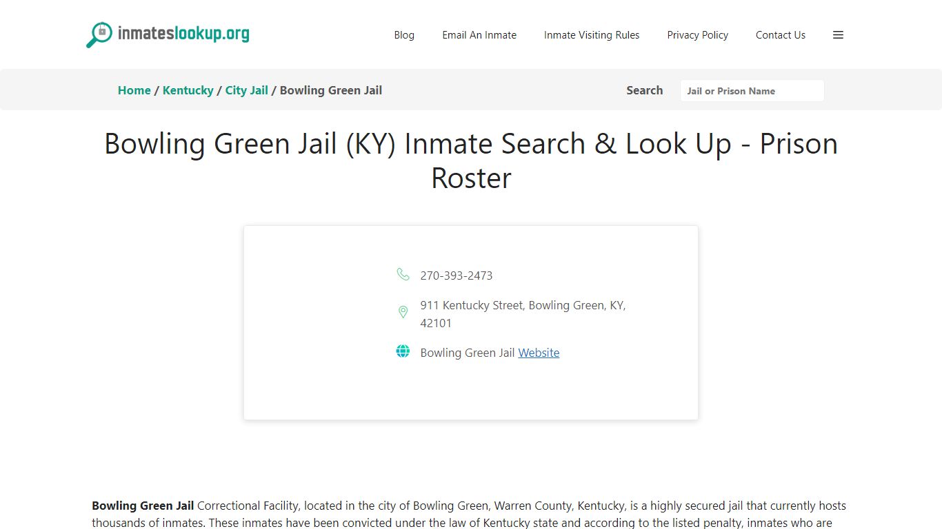 Bowling Green Jail (KY) Inmate Search & Look Up - Prison Roster