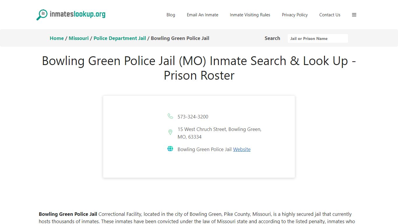 Bowling Green Police Jail (MO) Inmate Search & Look Up - Inmates lookup