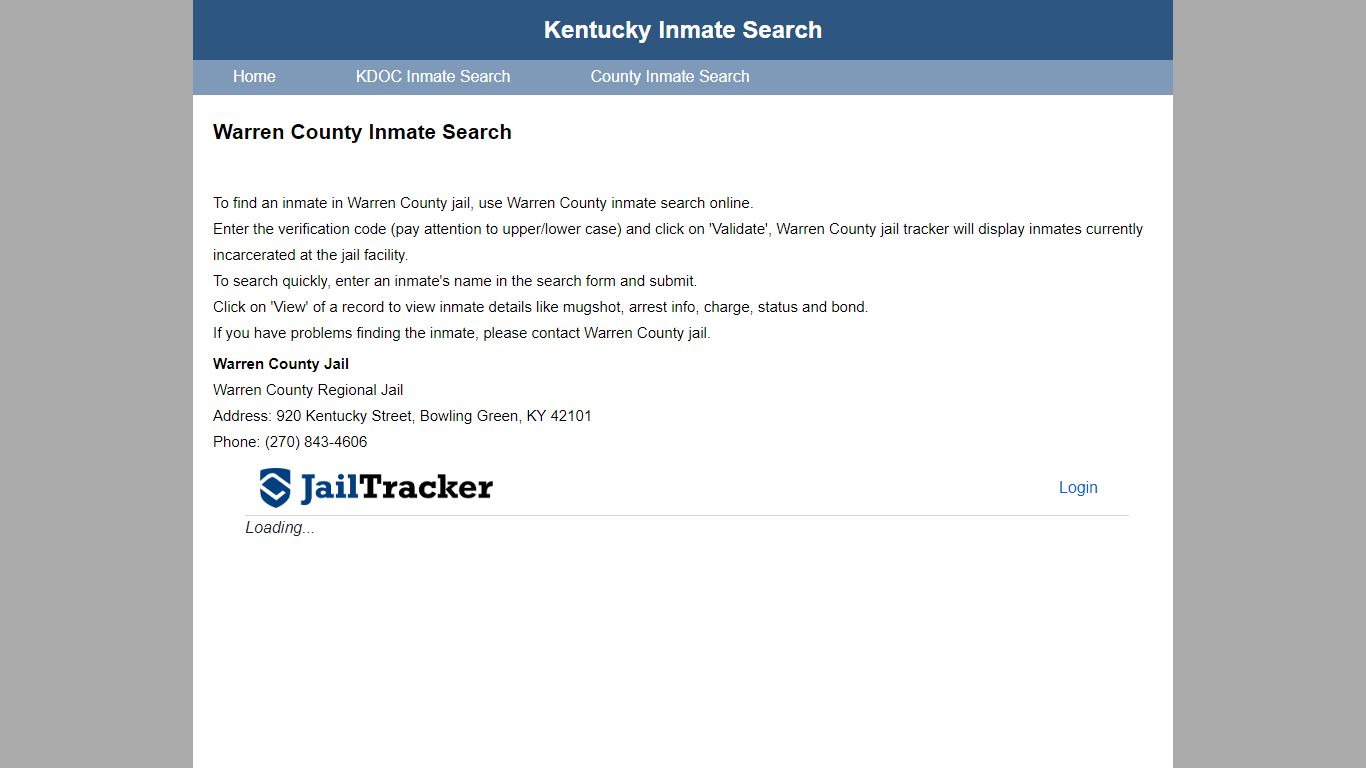 Warren County Inmate Search